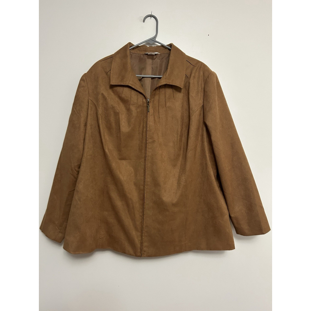 Alia Plus Micro Suede Zip Jacket Western Polished Vibe Rustic Charm Structured